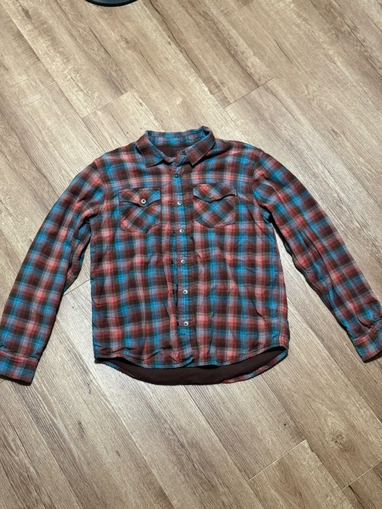 Prana Other - Prana Multicolor Plaid Waffle Knit Lined Snap Button Flannel Mens Medium